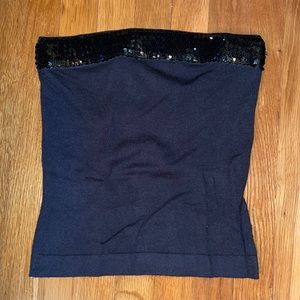 EXPRESS BLACK TUBE TOP SEQUIN BORDER SMALL WORN ONCE EXCELLENT